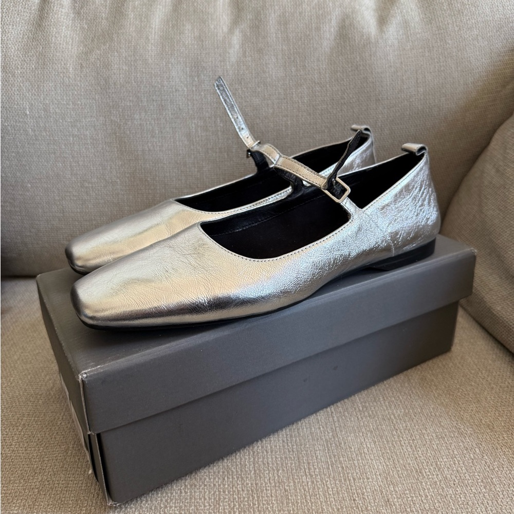 Silver Women's Mary Jane Flats